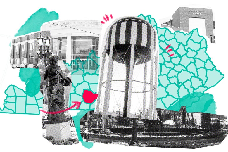 Collage of landmarks around Bowling Green, Kentucky.